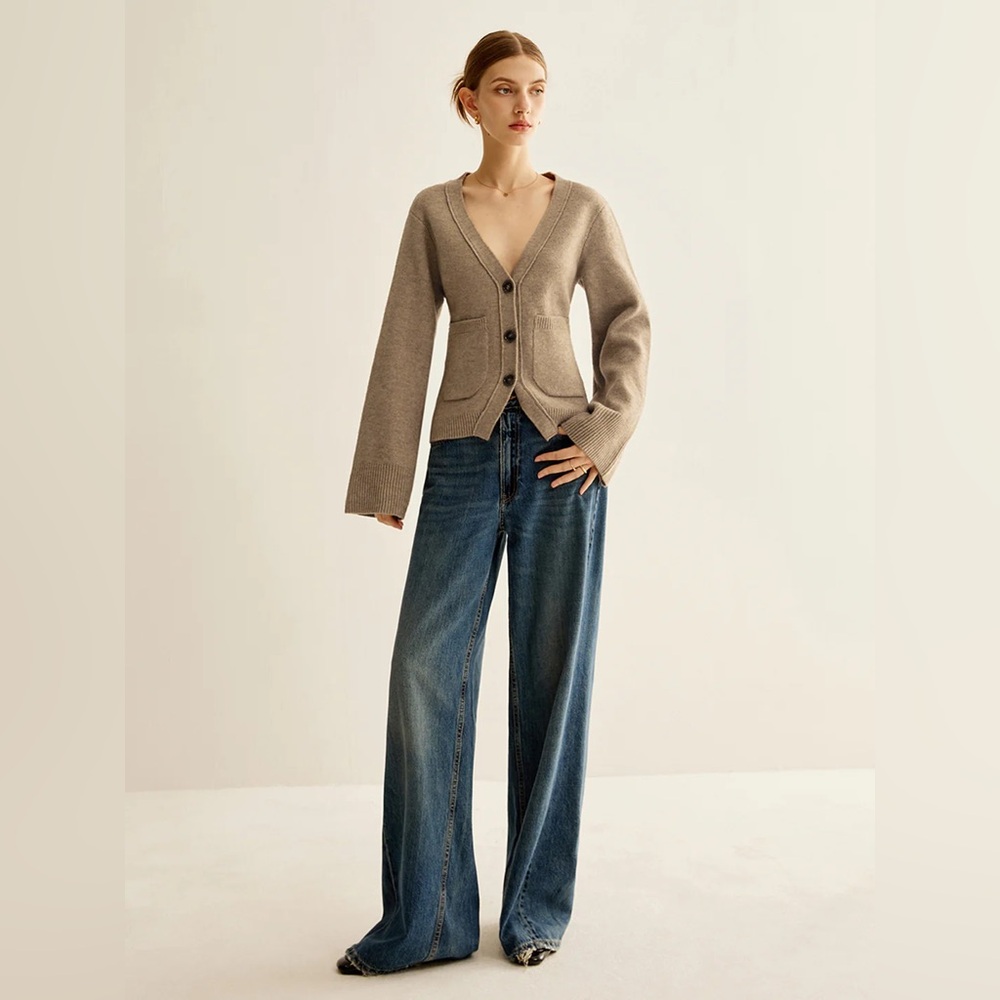 COMMENSE V-Neck Split Hem Button Cardigan - size … - image 6